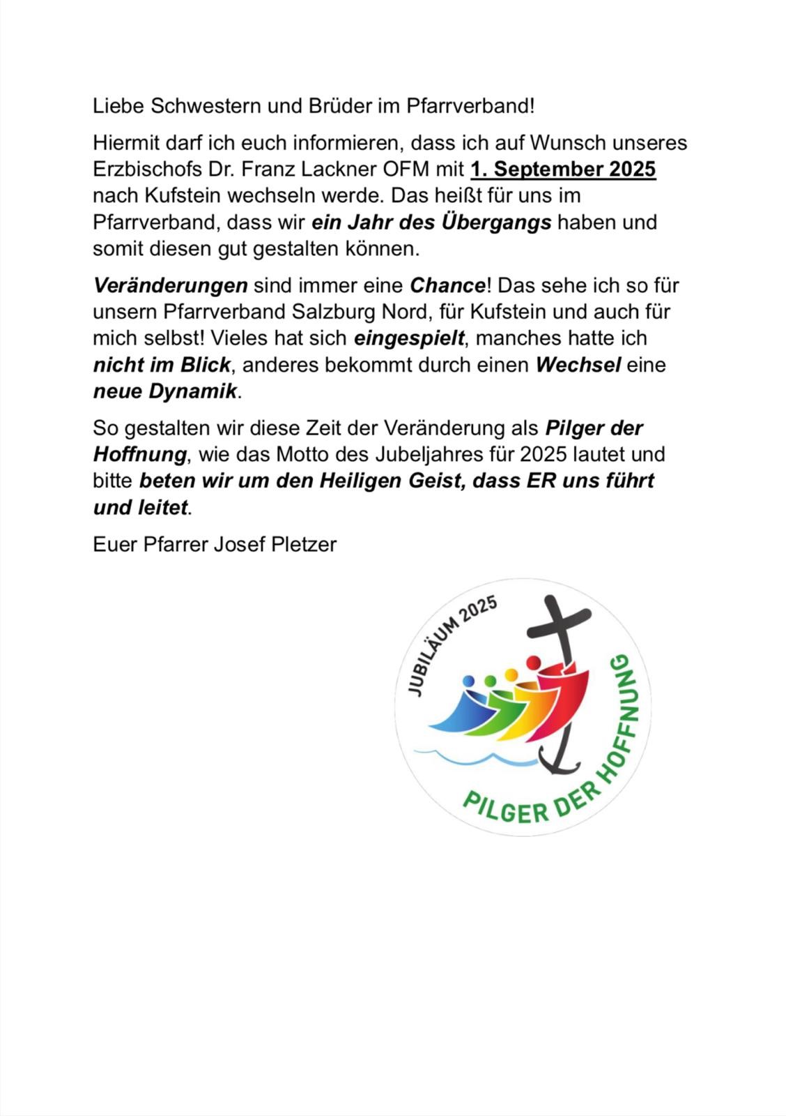 Pfarrerwechsel